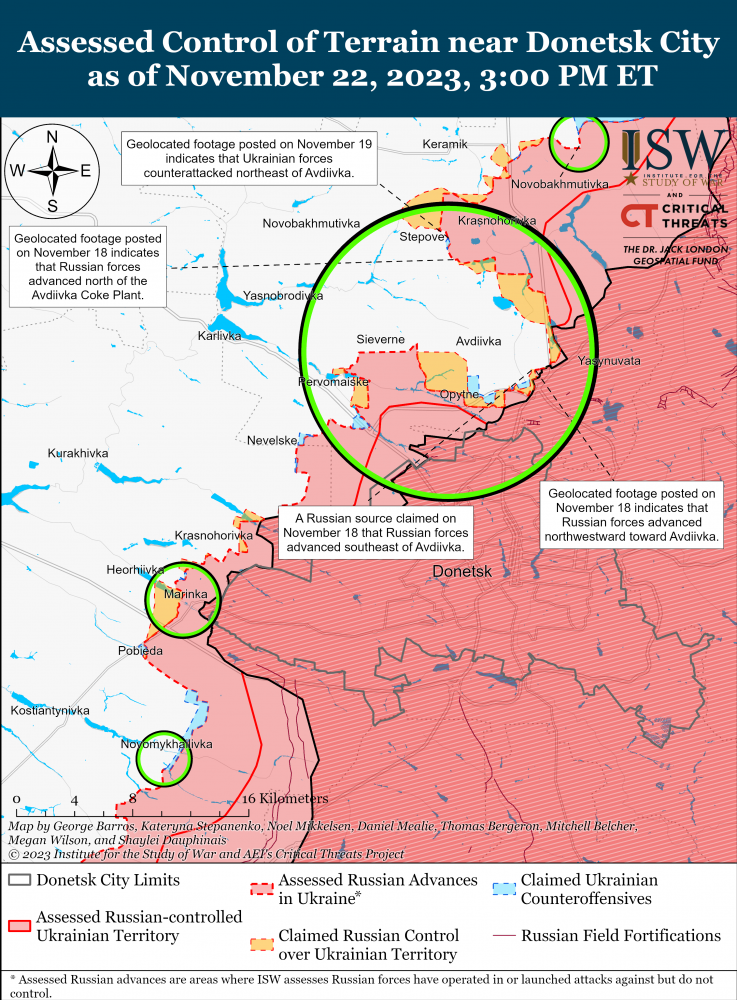 Avdiivka and Donetsk City Battle Map Draft November 11222023.png