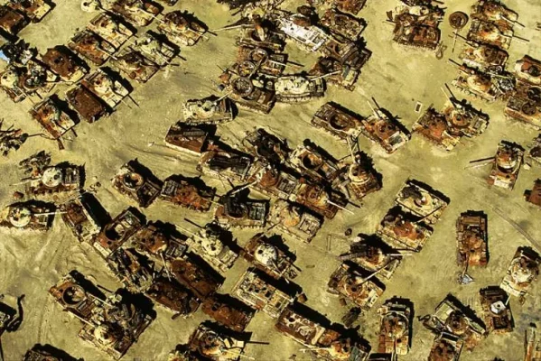 Kuwait. Iraqi tank graveyard in the desert near Jahra.webp